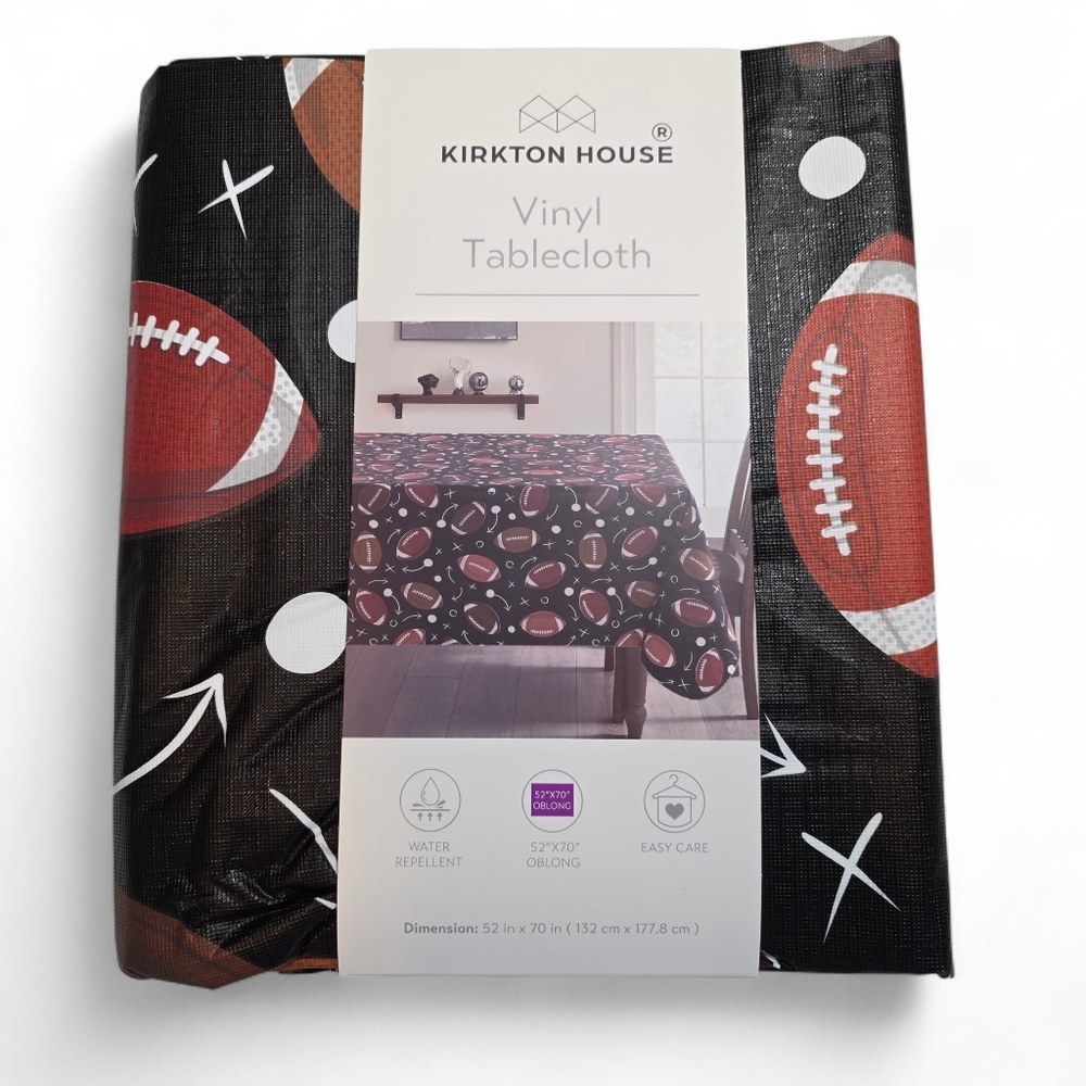 Kirkton House Football Vinyl Tablecloth NWT